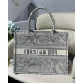 Dior Small Book Tote Gray Toile de Jouy Reverse Embroidery Grey