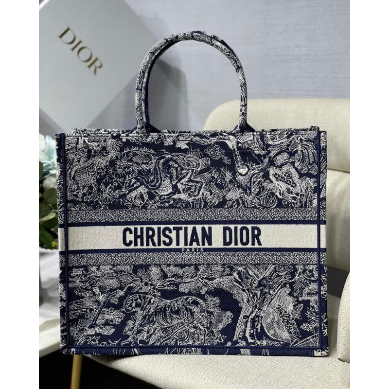 Dior Book Tote Blue Toile de Jouy Reverse Embroidery
