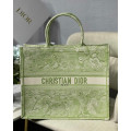 Dior Book Tote Lime Toile de Jouy Reverse Embroidery